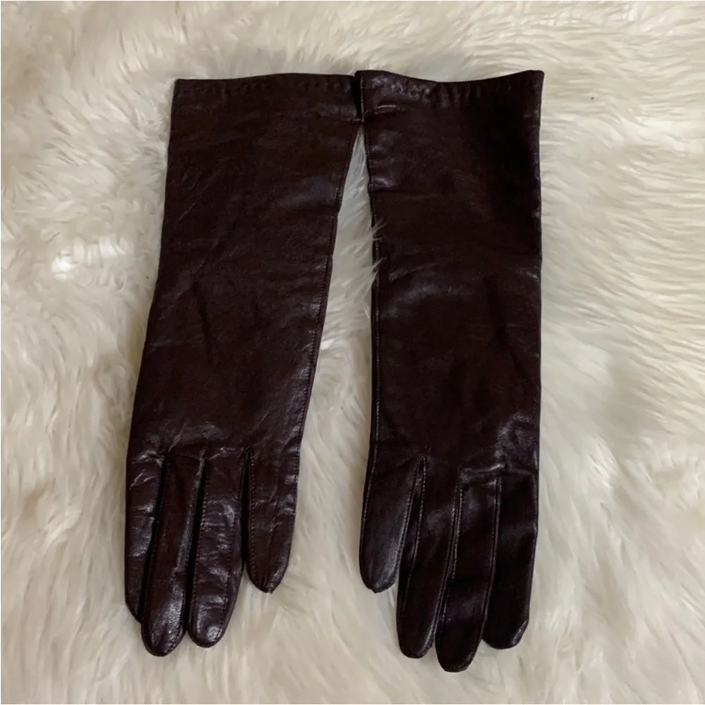 Vintage long Leather Gloves with lining Size Small Made in Japan New without tag